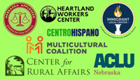 Logos of seven organizations joining together to provide raid relief.