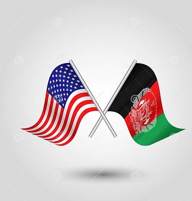 United States and Afghanistan flags together